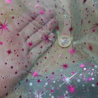 vente de tissu organza bleu double face étoile du berger rose et métal pas cher