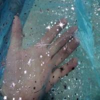 Organza bleu turquoise a etoiles couleur metal9