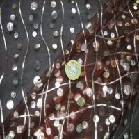 Organza bordeaux frises bulles argentees