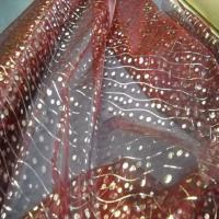 Organza bordeaux frises bulles argentees6