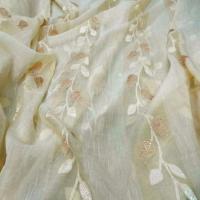 Organza brode fleurs en 2 80m plombe jaune paille