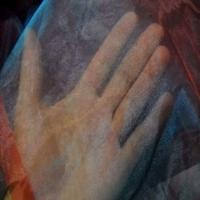 Organza changeant rouge vermillon reflets bleu en 2 90m1