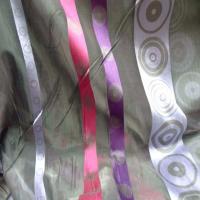 Organza gris a bandes mauve rose en 3m de large