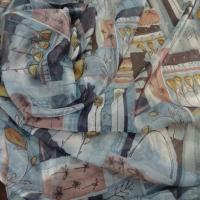 Organza imprime ton gris bleu