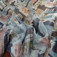 Organza imprime ton gris bleu7