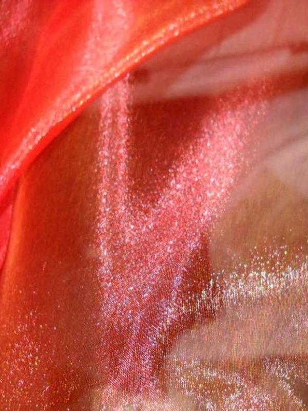 Organza orange reflets rouge en 2 90m