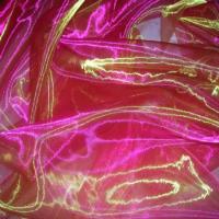 Organza rose a reflets dore en 1 5m de large
