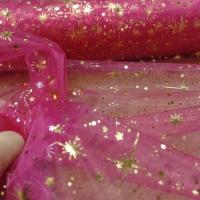 Organza rose etoile dore metal0