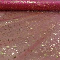 Organza rose etoile dore metal7