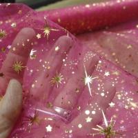 Organza rose etoile dore metall8