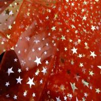 Organza rouge etoile double face dore et metal