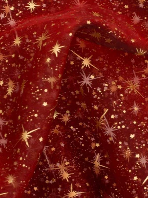 Organza rouge imprime Etoile du berger
