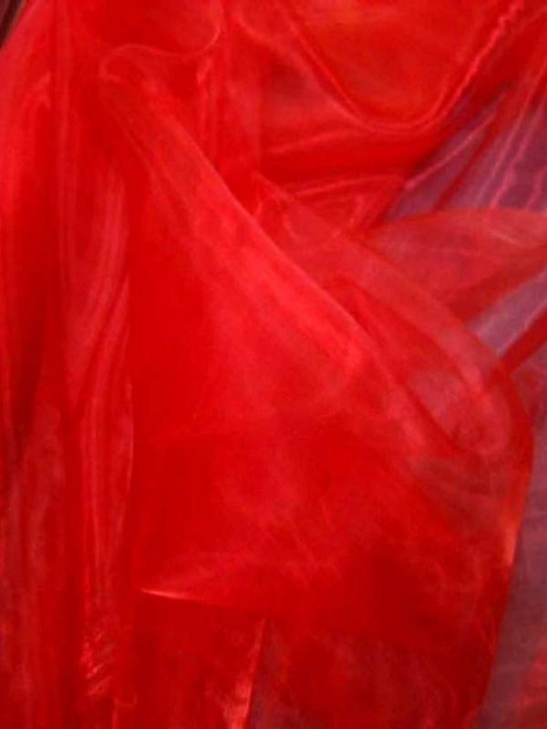 Organza ton rouge vermillon en 1 5m de large