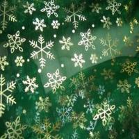 Organza vert fonce petits flocons or et argent6