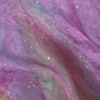 Organza violet a etoile dore en relief0