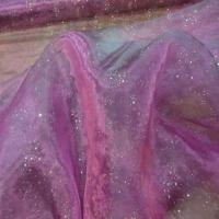 Organza violet a etoile dore en relief1