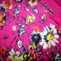 Panneau de viscose imprime fleurs rose2