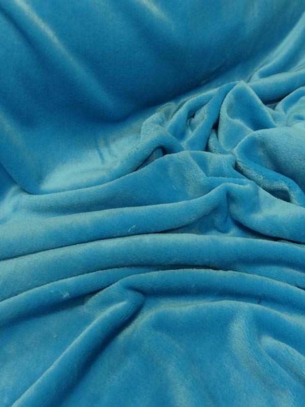 Polaire double face doudou toucher pilou bleu glacier