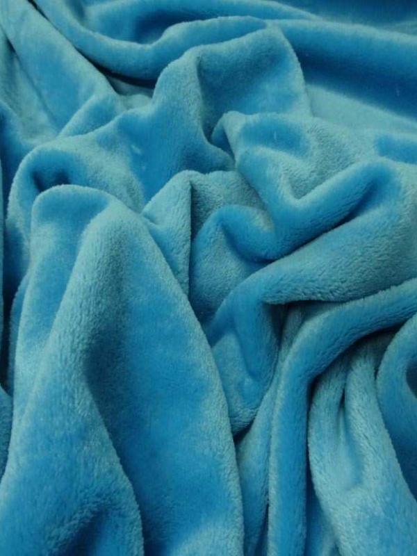 Polaire double face doudou toucher pilou bleu glacier