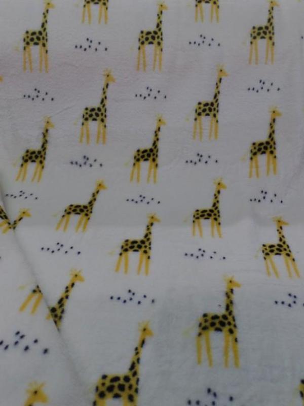 Polaire doudou blanc casse imprime enfant motifs girafe