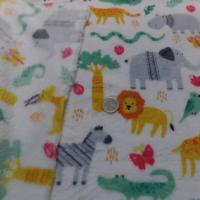 Polaire doudou blanc imprime motifs animaux 1