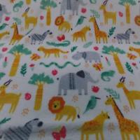 Polaire doudou blanc imprime motifs animaux