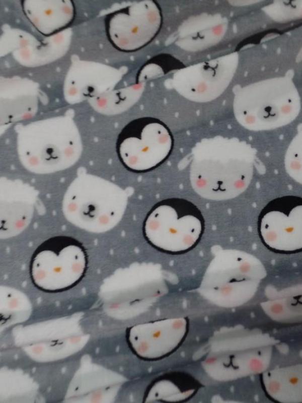 Polaire doudou imprimé enfant ton gris noir et blanc