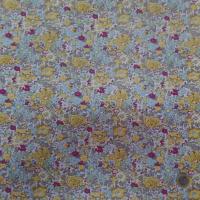 vente de tissu Popeline blanche style liberty petite fleurs gris bleu bordeaux et jaune