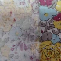 tissu Popeline blanche style liberty petite fleurs gris bleu bordeaux et jaune en ligne