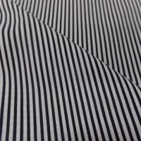 popeline coton 100% blanche imprimé fine rayure noire