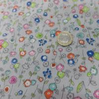 Popeline coton 100 imprime fleurs bleu orange vert et rose6