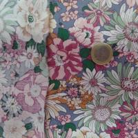 popeline coton 100% imprimé fleurs ton rose pastel