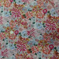 tissu popeline coton 100% imprimé fleurs ton rose pastel