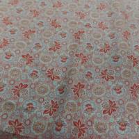 Popeline coton blanc casse imprime petite fleurs ton rouge2