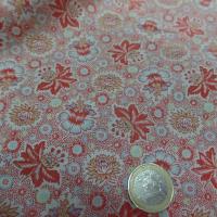Popeline coton blanc cassé imprimé liberty ton rouge