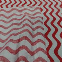 vente de popeline coton blanche a bandes rouge