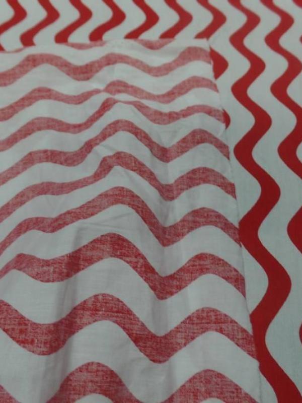 popeline coton blanche a bandes rouge