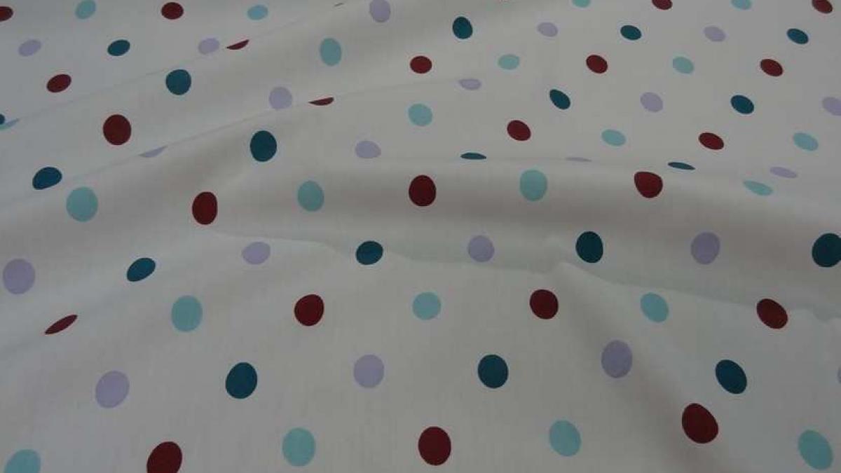 Popeline coton blanche a pois