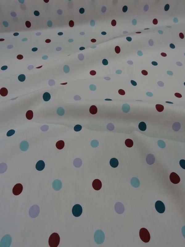Popeline coton blanche a pois