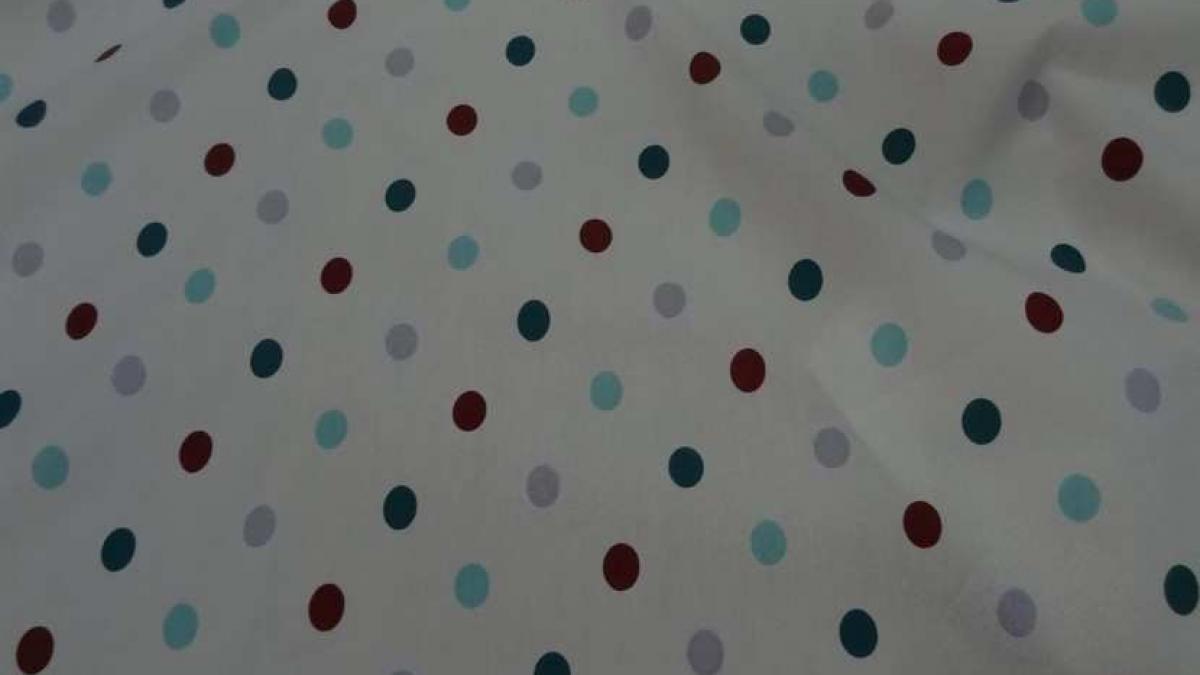 tissu popeline coton blanche a pois