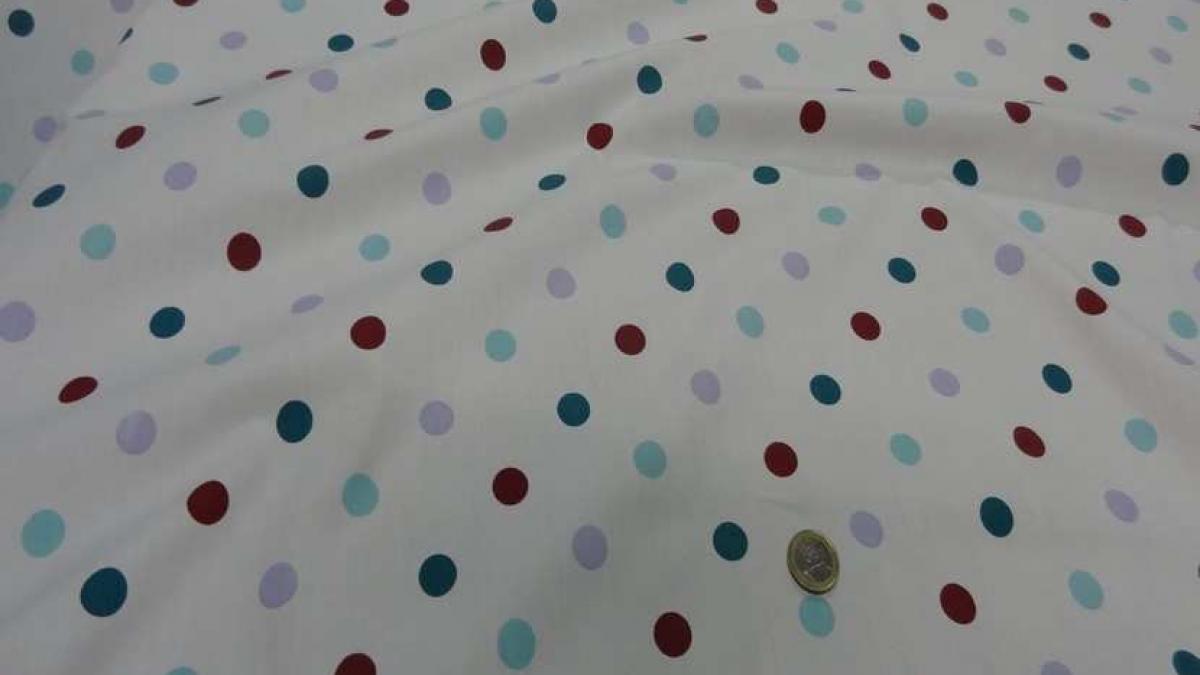 Popeline coton blanche a pois