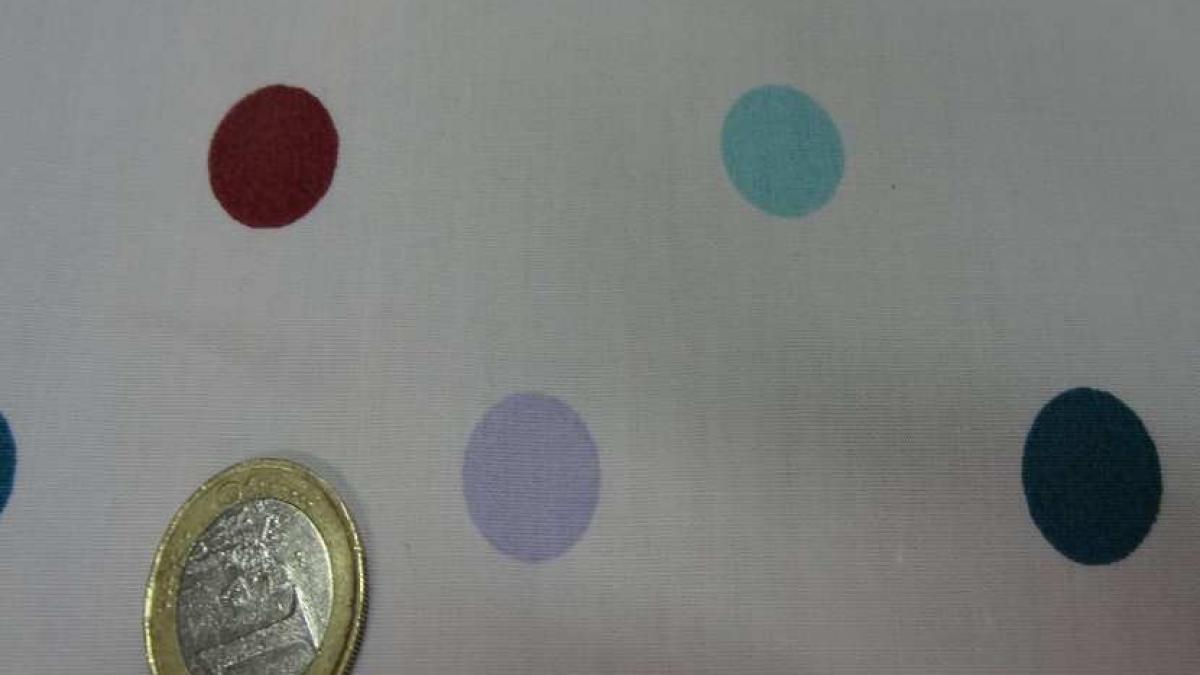 Popeline coton blanche a pois