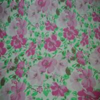 Popeline coton blanche imprime fleurs rose blanche 1