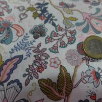 popeline coton blanche imprimé motifs fleurs multicolore