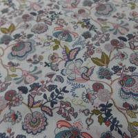 vente de tissu popeline coton blanche imprimé motifs fleurs multicolore