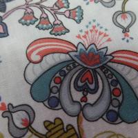 Popeline coton blanche imprime motifs fleurs multicolore6