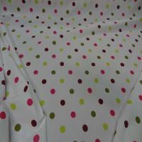 Popeline coton blanche imprime pois multicolore