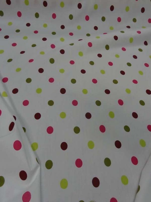 Popeline coton blanche imprime pois multicolore