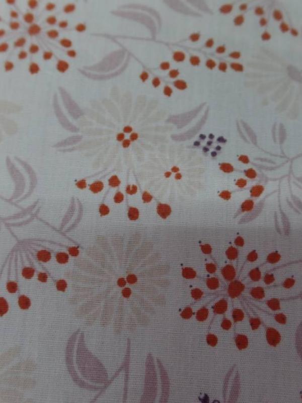 Popeline coton blanche imprime style liberty fleurs multicolore