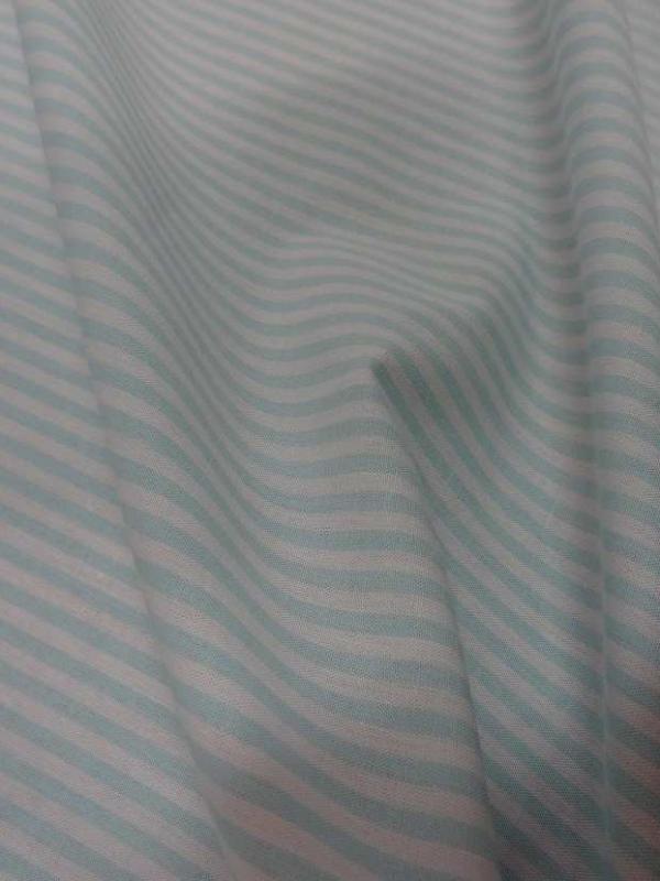 Popeline coton blanche raye bleu